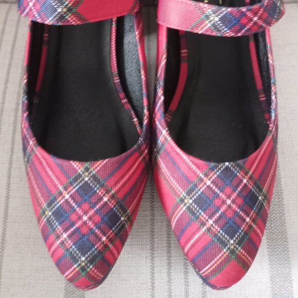 'C Comfort' Est 1946' Plaid/Tartan Platform Block Heeled Shoes Size 7M EUC - Picture 3 of 13